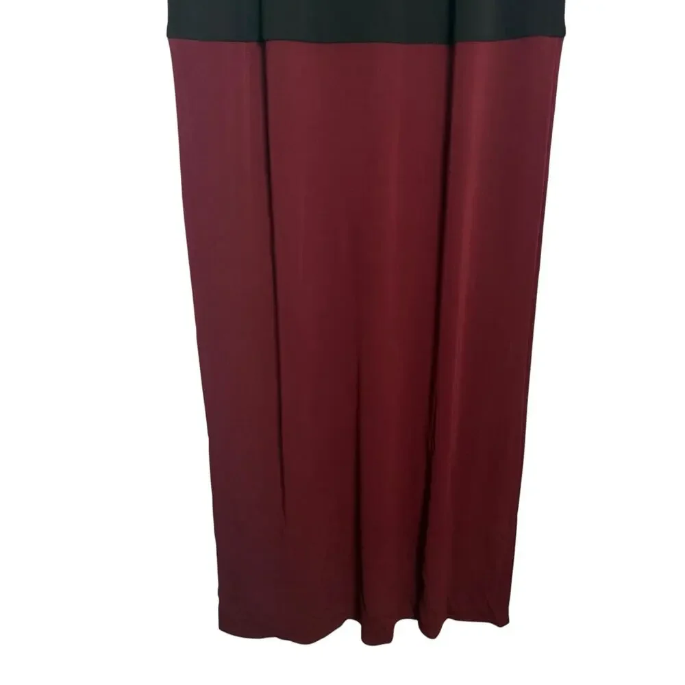 Tory Burch Colorblock Maroon Blue Sleeveless Column Midi Dress Size 8